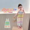 Girls Summer Sleeveless Floral Jumpsuit with Wide Legs Lightweight and Sweet
