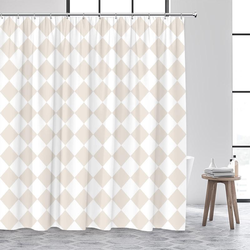 Black and White Diamond Lattice Shower Curtain Modern Geometric Art Minimalist Home Bathroom Decorative Bath Curtains With Hooks