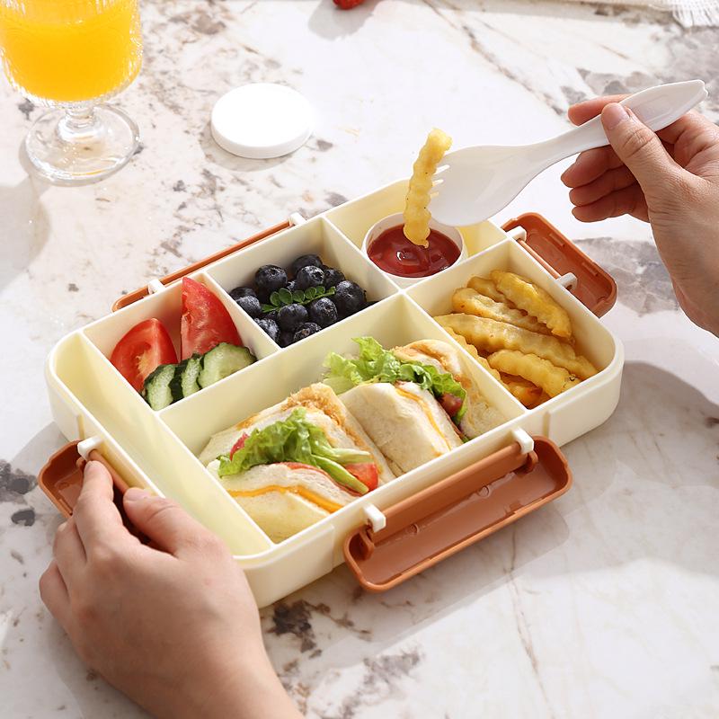 Przenośny Studencki Pojemnik na Sałatkę Lunchową Bento - Bezpieczny do Mikrofalówki Pudełko Stołówkowe.