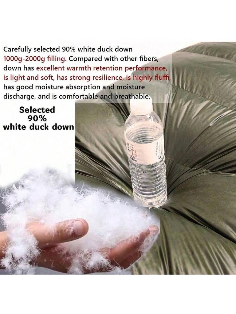 Outdoor camping, mummy down sleeping bag, 90% white duck down 1000g filling, ultra-light and warm, duck down sleeping bag
