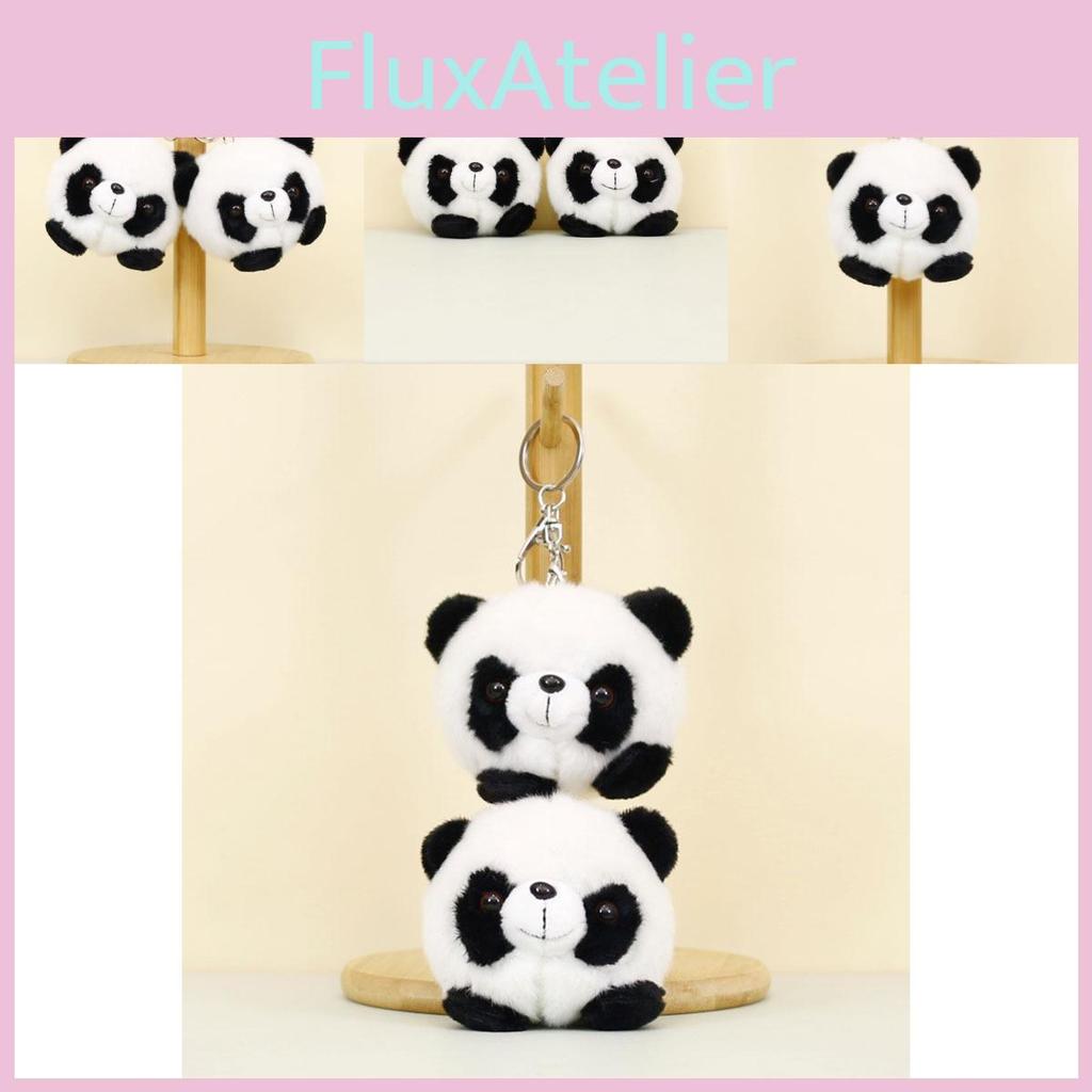 Cute Panda Plush Keychain Charming Couple Bag Ornament Short Plush Toy Gift