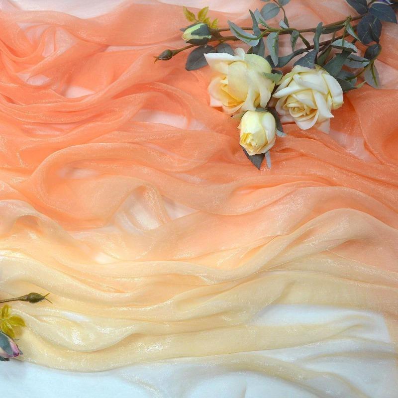 3/5/10m Multicolor Gradient Silk-Crepe Chiffon Fabric for Handmade DIY Sewing Hanfu Apparel Making Wedding Decoration