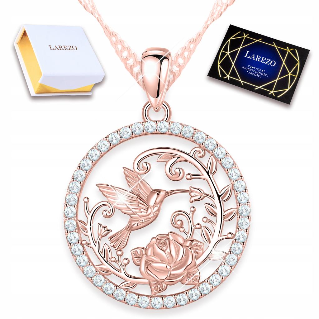 Gold-plated Hummingbird Necklace Meadow Rose Bird Hummingbird Swallow Silver 925