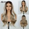 Noble Synthetic Lace Front Wigs For Women 26 Inch Long Wavy Ombre Blonde White Highlight Pre Plucked Pre-Cut Cosplay Lace Wigs