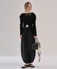 GRIDAJ Sheer Shirred Volume Elastic Waist Pants _ Black