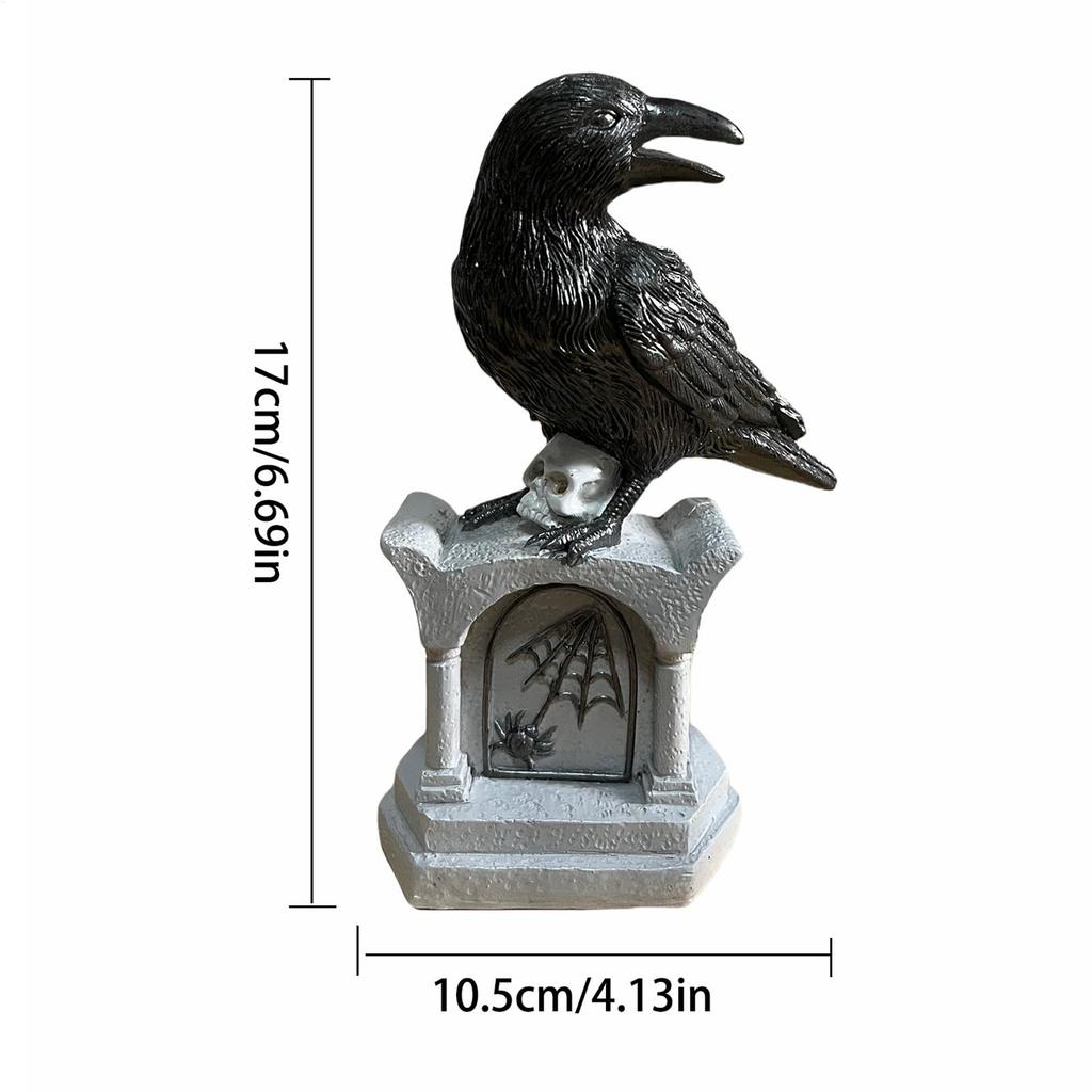 Halloween Crow Statue Crow on Tombstone Halloween Decorations Decorative Bird Sculpture Figures Table Ornaments for Entryway