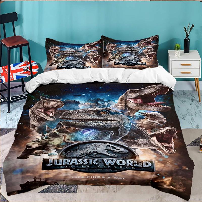 Jura-ssic Dinosaurs Battle 3PCS Bedding set,Ideal for 1pc Duvet Cover And 2pcs Pillowcases Perfect for Fan gift,Ideal for Bedroom, Dormitory