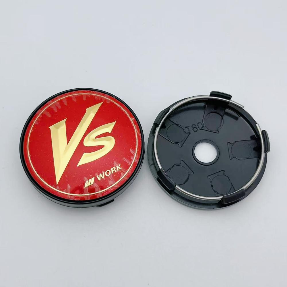 4pcs 60MM ( 56MM I.D ) VS W Work Logo Emblem Badge Car Wheel Center Caps Auto Rim Dust Cover Wheel Hub Hubcaps Car Accessories