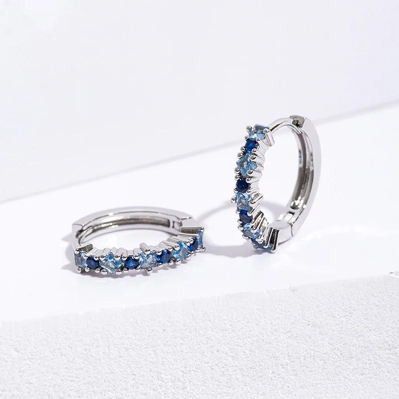 Luxury Stainless Steel Colorful Zircon Hoop Earrings For Women Fashion Korean Huggie Earrings Wedding Jewelry Pendientes Mujer