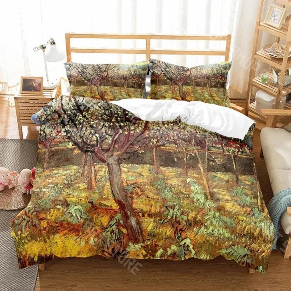 3D Print Art Painting Van Gogh Oil Painting Duvet Cover Set Pattern Polyester Comforter Cover King Queen Size for Men Women