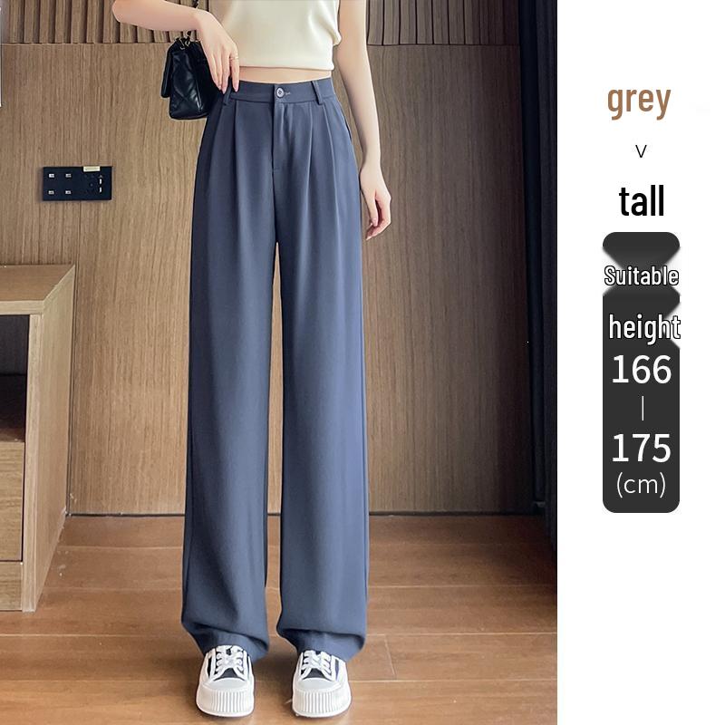Summer 2026 Cooling High-Waist Wrinkle-Resistant Ice Silk Pants - Slimming, Straight Leg Design