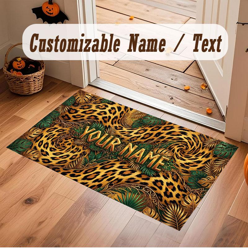 Decorative Artwork Theme Crystal Velvet Floor Rug Personalized Custom Name Text Warm Carpet Home Decoration