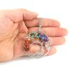 Natural Stone Irregular Tree Of Life Necklace Pendant Amethyst Wrapped Wisdom Tree Necklace Colorful Gravel N02