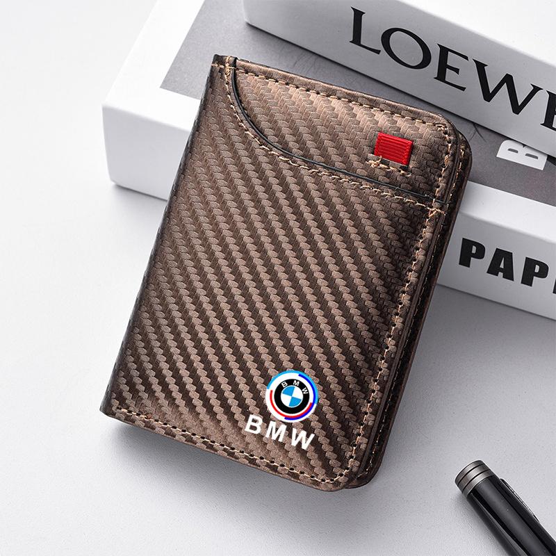 QNLT6 Carbon Fibre Wallet Car Driver License Credit Card Leather Bag For BMW M X2 X3 X5 X6 G30 E30 E36 50th Anniversary 3 5 6 7 Series