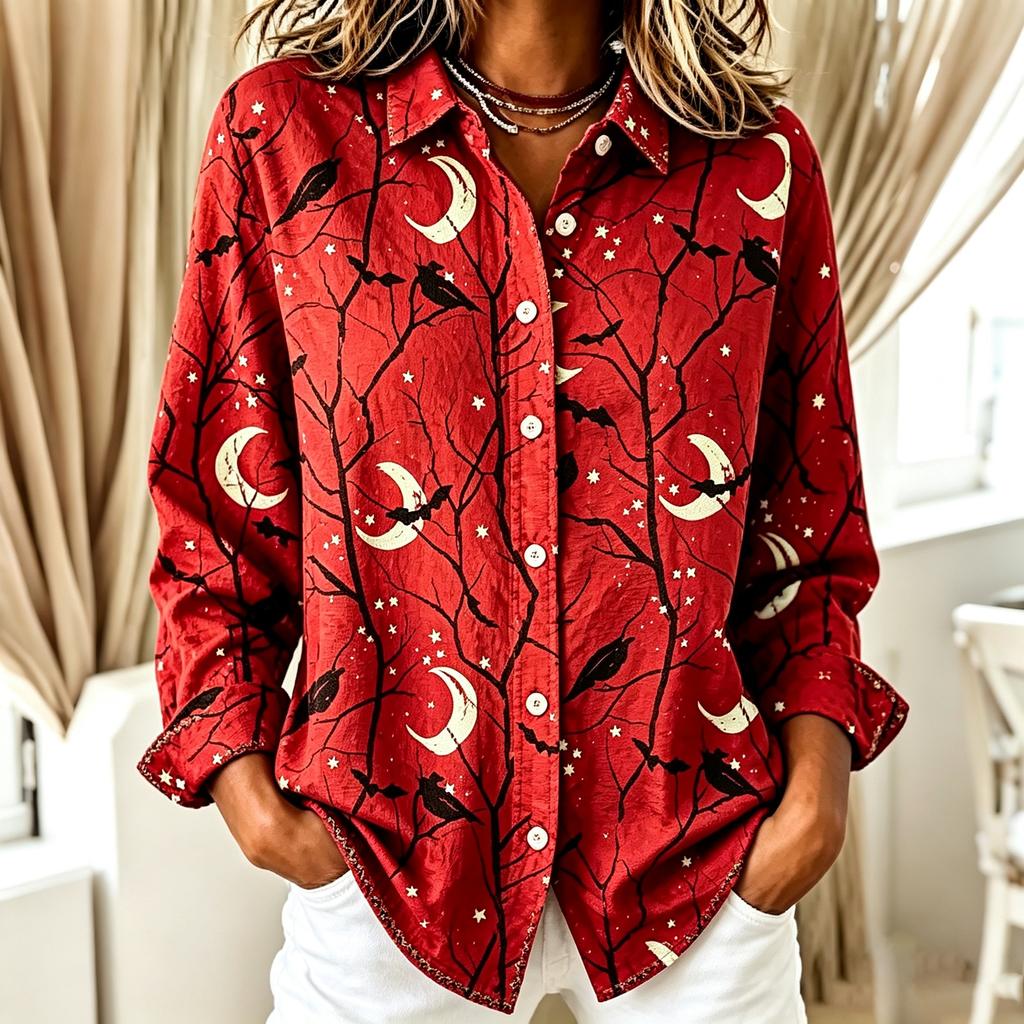 Women's Casual Halloween Print Long Sleeve Cardigan