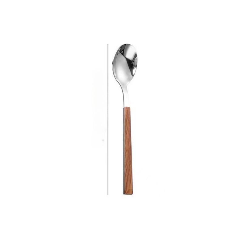 Dessertlöffel Kaffeelöffel Edelstahl Steakmesser und -gabel Holzgriff Westliche Küche Messer und Gabel