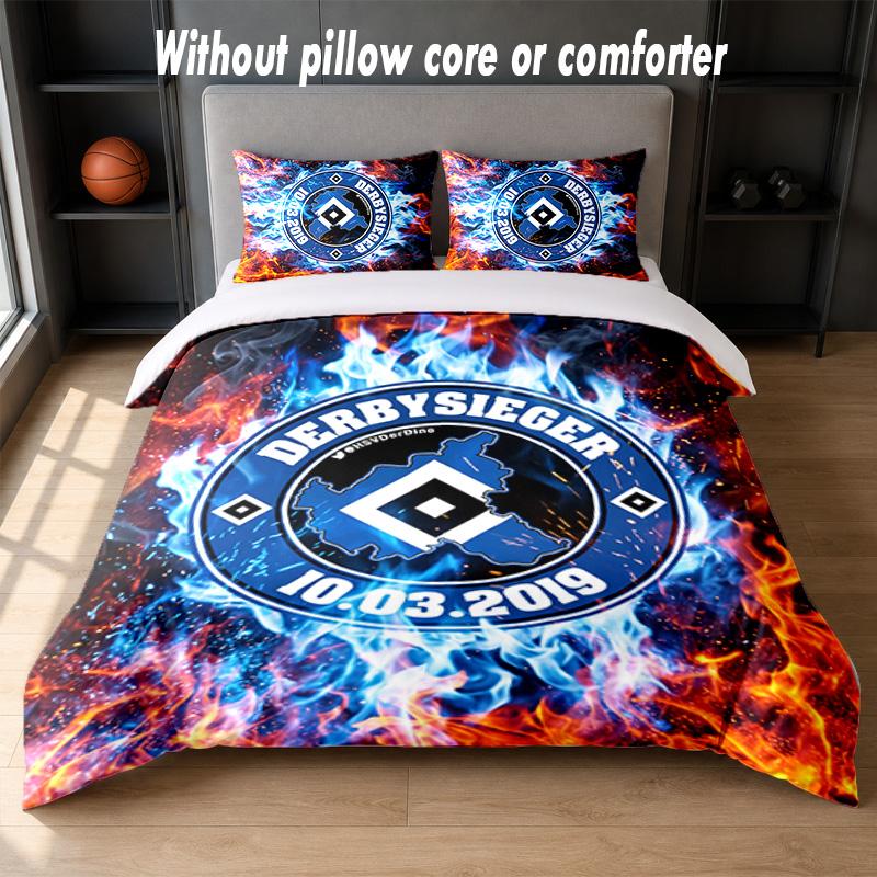 Hamburger SV Football Design Bed Bedding Set 1 Duvet Cover + 2 Pillowcases Soft Breathable Household Bed Linens