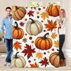 Warm Flannel Blanket Suitable for All--season Cozy Throw with Autumn Pumpkins & Leaves Pattern, Orange Brown White Fall Bedspread for Couch Bed Decor,