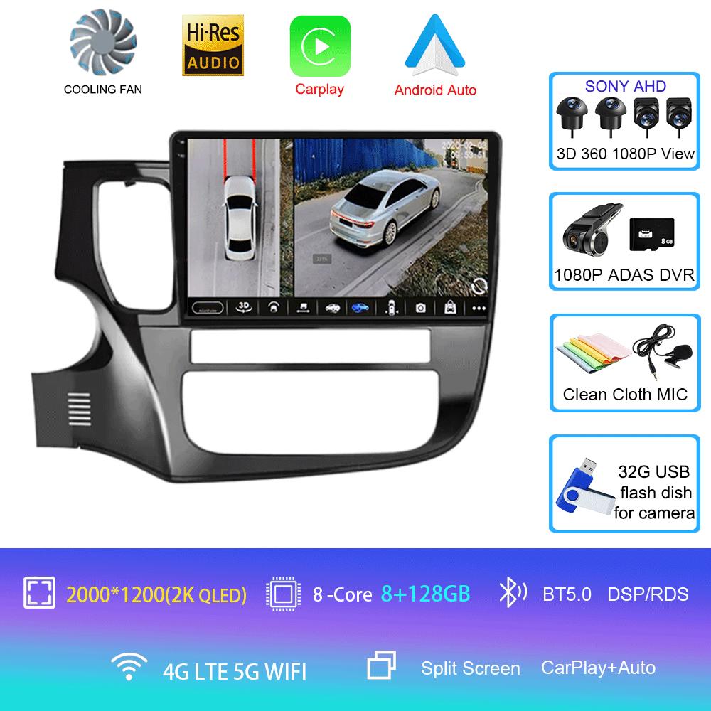 Android14 Carplay Auto Car Radio For Mitsubishi Outlander 3 GF0W GG0W 2012-2018 Multimedia GPS Video Player Stereo 2din Head