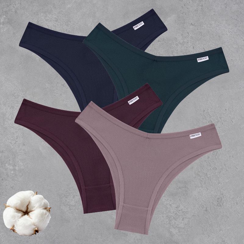 4PCS Seamless Cotton Bikini Panties For Women Sexy Low Waist Breathable Brazilian Pants Female Soft Intimate Lingerie