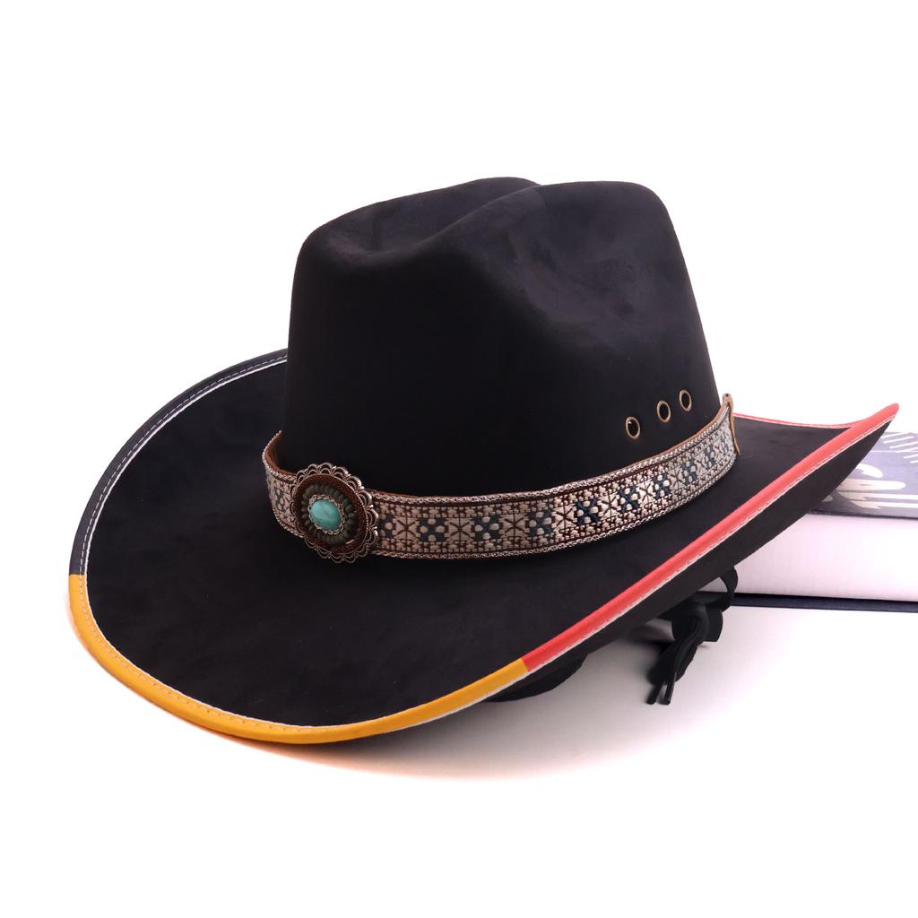 One-word Western Cowboy Hat, British Woolen Hat, Rolled Top Hat, European and American Style Hat