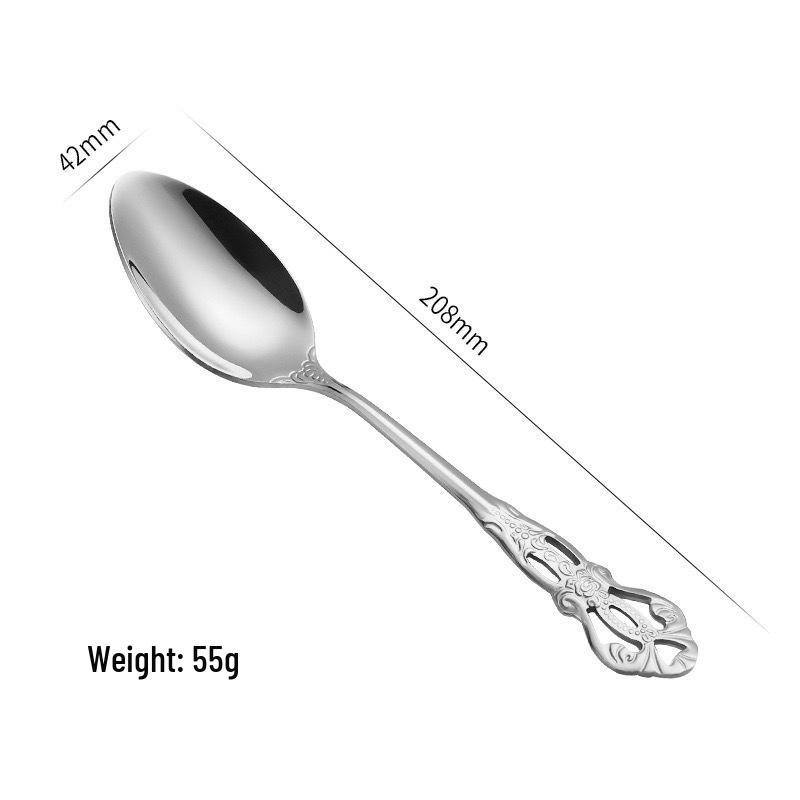 Royal Court Embossed Stainless Steel Cutlery Set – Retro Hollowed Knife, Fork, and Spoon