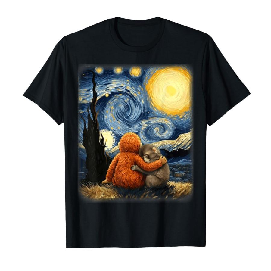 

Punch-kun Panchi Kun Viral Video Van Gogh Monkey Punch T-shirt For Men Women 100% Cotton T Shirts Short Sleeve Tops 0306-1 - ... S разноцветный