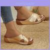 2024 New Summer Slope Heel Thick Sole Slides Big Size Casual Fashion High Heel Women Slippers Black