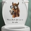 Playful Horse Head with English Lettering Toilet Sticker Waterproof Self-Adhesive Removable Decal for Bathroom WC Decoration