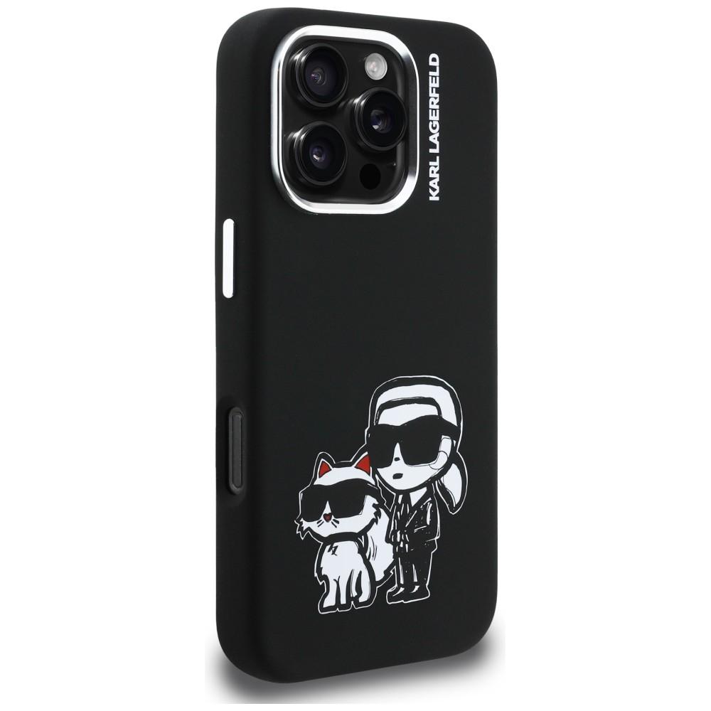 Karl Lagerfeld Silicone Karl&Choupette Sketch MagSafe Case for iPhone 16 Pro Black