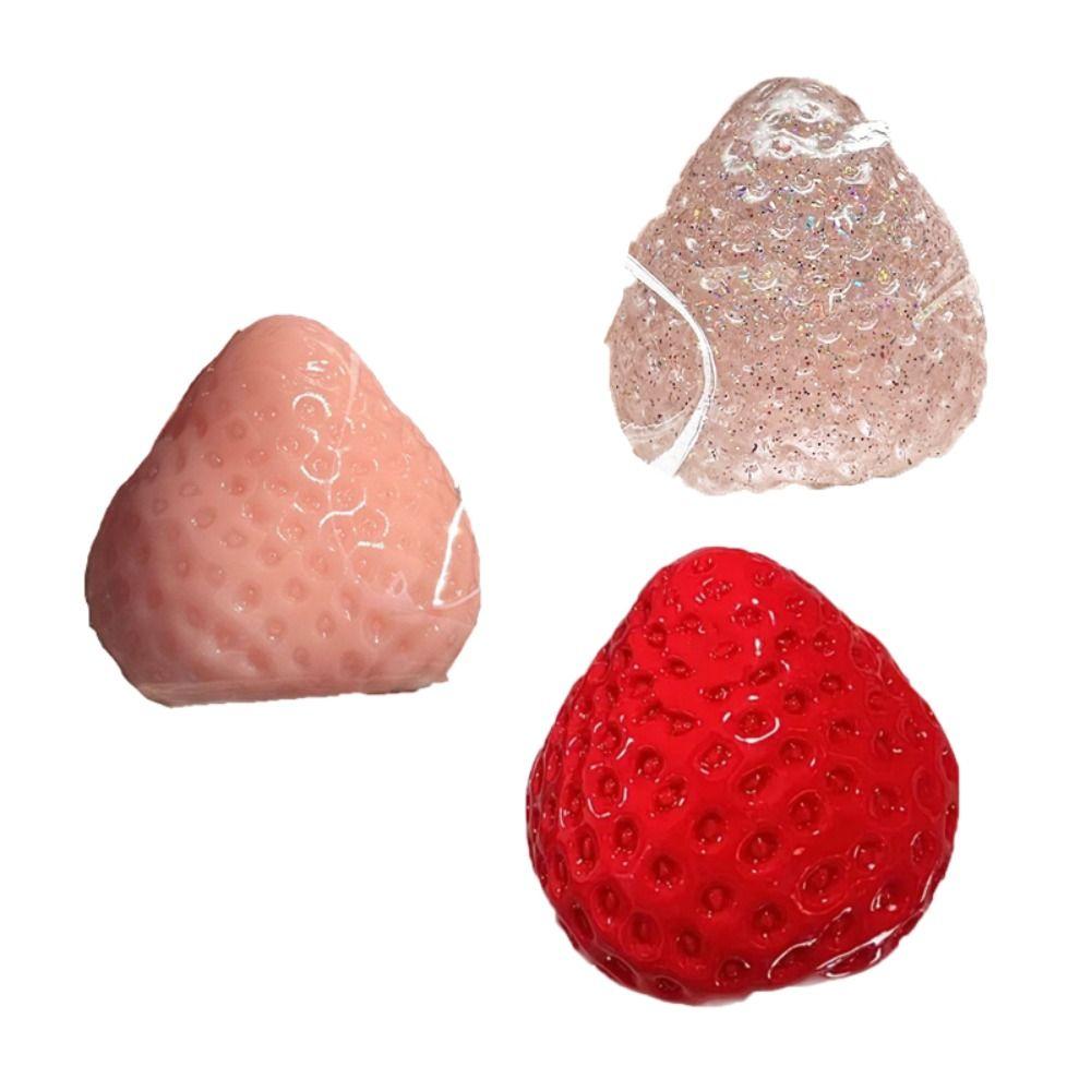 Simulation Strawberry Pinch Toy TPR Cartoon Fidget Toy Interesting Strawberry Squeeze Toy Children