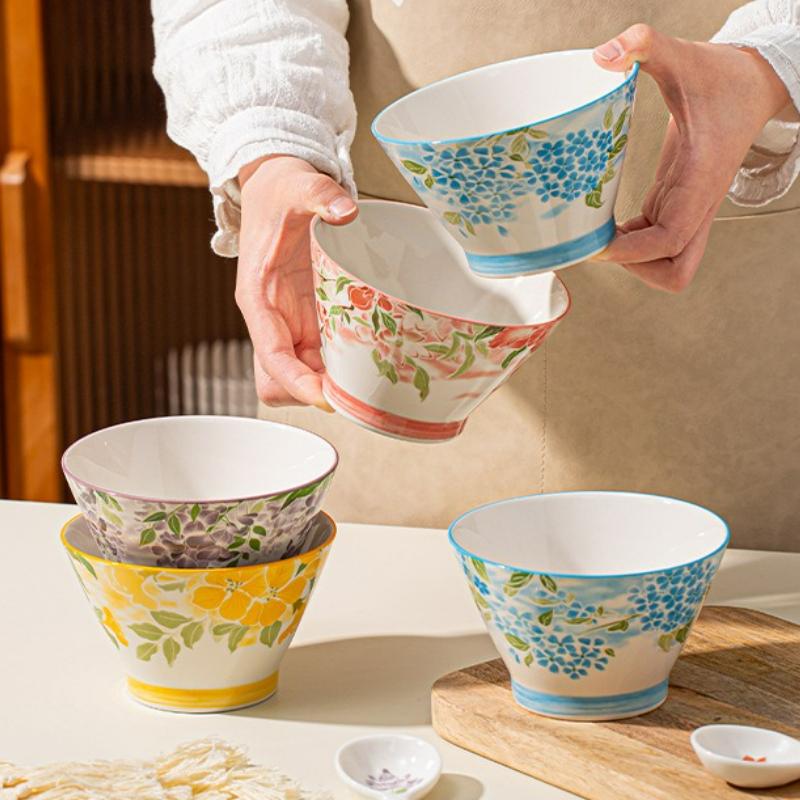 Japanischer Stil Kreative Keramik-Reisschale Farbige Nudelsuppen-Salatschale Obst-Joghurt-Salatschale Haushaltsküchengeschirr