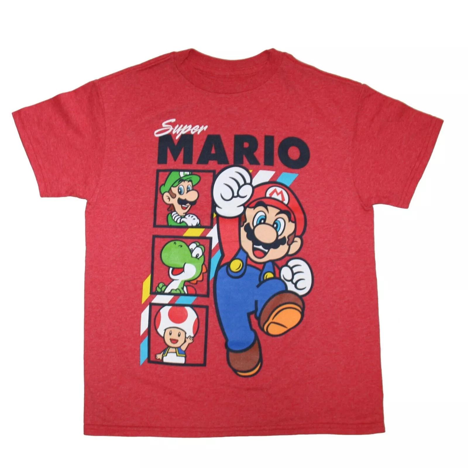 Super Mario Bros - Super Mario & Friends Big Boy s Red T-Shirt NEW 140