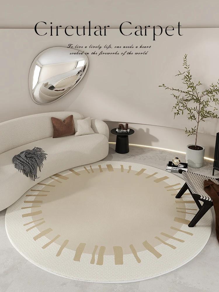 Light Luxury Round Shape Living Room Decoration Rug Cream Style Rugs for Bedroom Home Soft Under Desk Carpet Thick Non-slip Mat