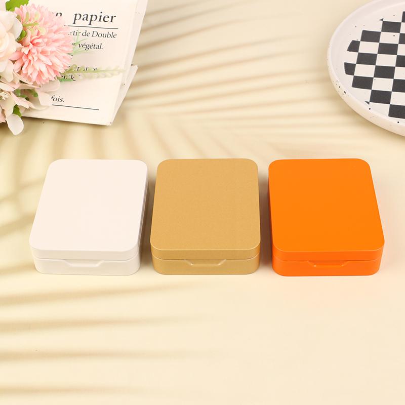 1Pc Tinplate Storage Boxes Metal Rectangular Empty Mini Box Tinplate Candy Pill Cases Hinged Containers Jewelries Organizer