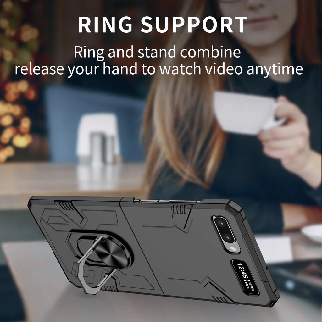 Anti-Drop Finger Ring Folding Coque Case for Samsung Galaxy Z Flip 3 5 2 Flip5 Flip2 Flip4 Flip 4 Flip3 5G Hard Cover Fundas