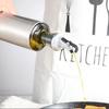 Bottiglia Olio+Vaso Salse in Acciaio Inossidabile+Vetro, Vasetto Ermetico per Salsa di Soia e Aceto, Dispenser Bottiglia Contenitore, Strumenti da Cucina