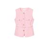 Spring New Women Clothes Simple Style Round Neck Metal Buckle With Belt Punk Texture Vest 2132904