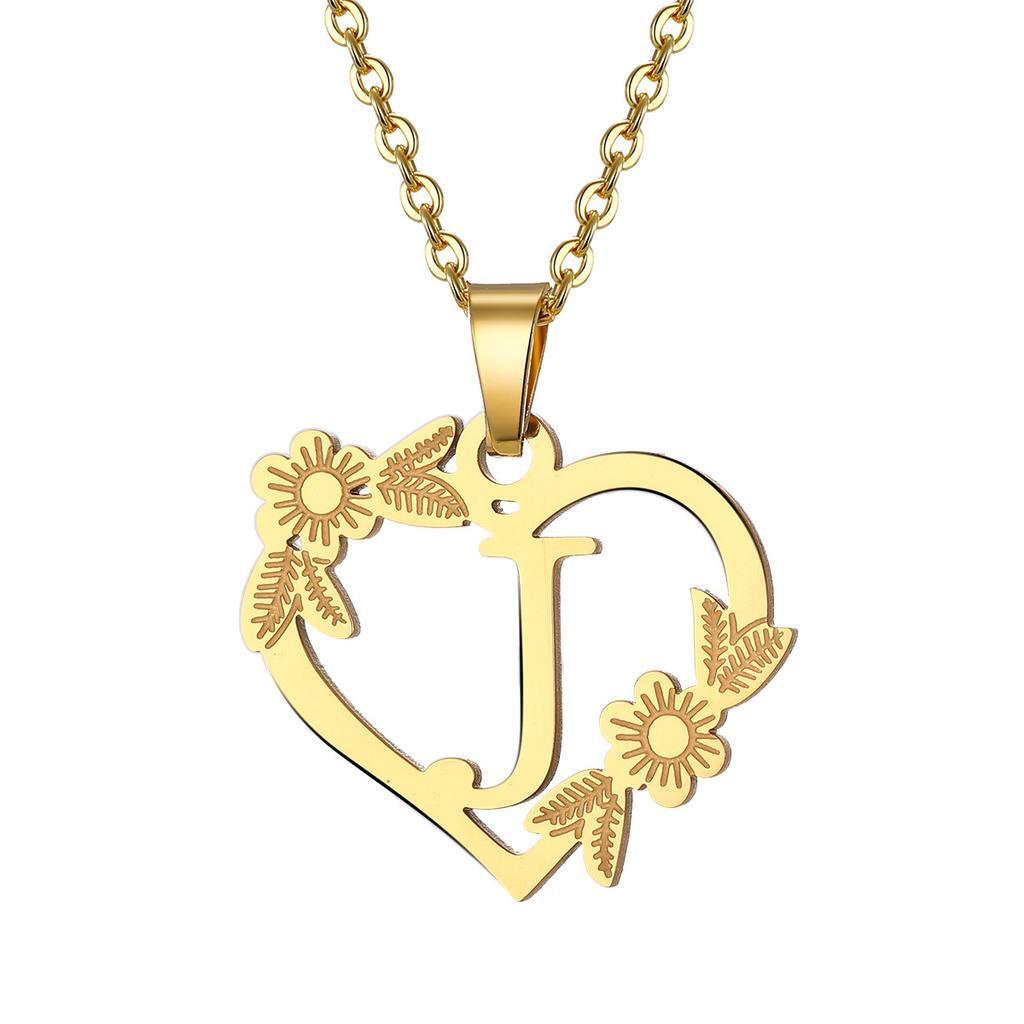 Fashion 26 Letter Stainless Steel Pendant Necklace Women Hollow Gold Color Chain A-Z Alphabet Clavicle Necklaces Jewelry Gift