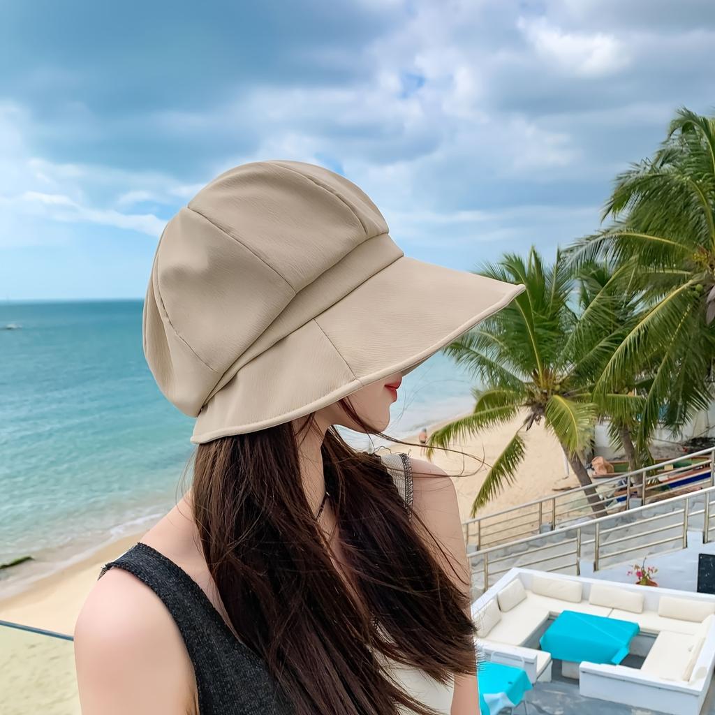 Stylish Breathable Unisex Wide Brim Sun Protection Bucket Hat Foldable Beret for Outdoor Beach Sun Hat