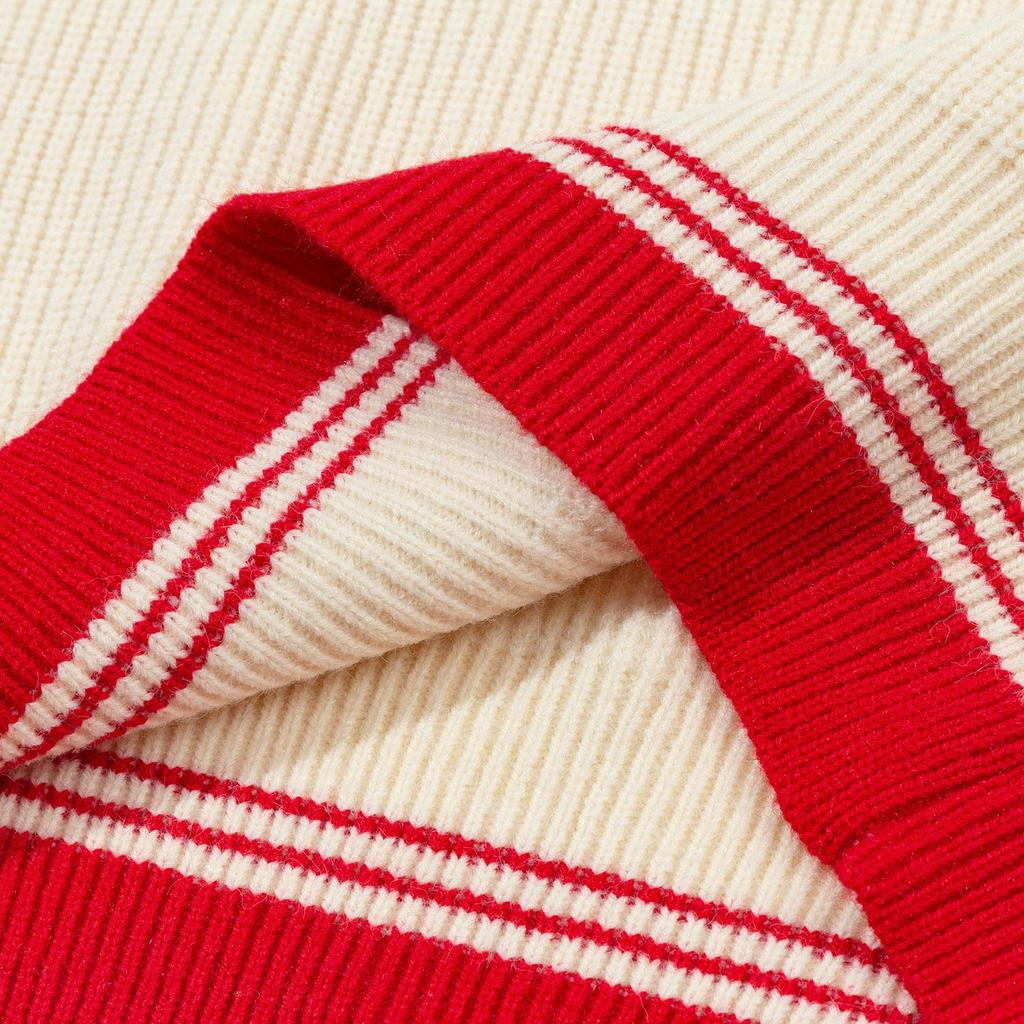 AMI New Autumn and Winter Knitted Striped V-neck Pullover Vest with Heart-shaped Text Logo Knitted Sheep Sweater Base Vest