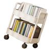 Plastic Rolling Cart 2 Layers White with Hook Stable Mobile Utility Cart for Living Room Bedroom