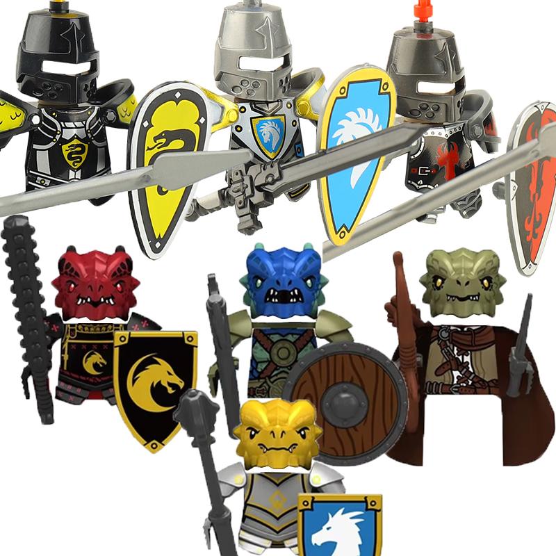 Medieval Military Figures Octopus Sea Demon Knights Building Blocks Weapons Accessories Sword Temple Spear Shield MOC MINiBricks