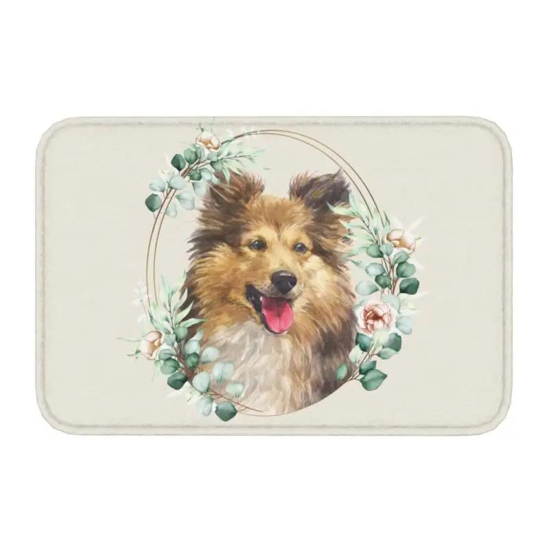 Custom West Highland White Terrier Dog In Floral Gold Wreath Doormat Non-Slip Entrance Door Floor Mat Garage Rug Carpet Footpad