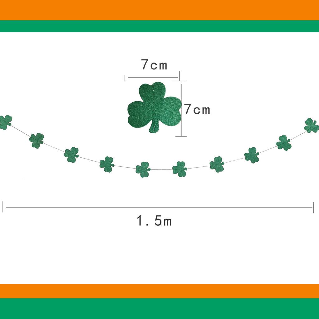 1.5M10 Pieces Irish Festival Party Decoration Clover Lucky Grass Sewn Latte Flag Banner Customization