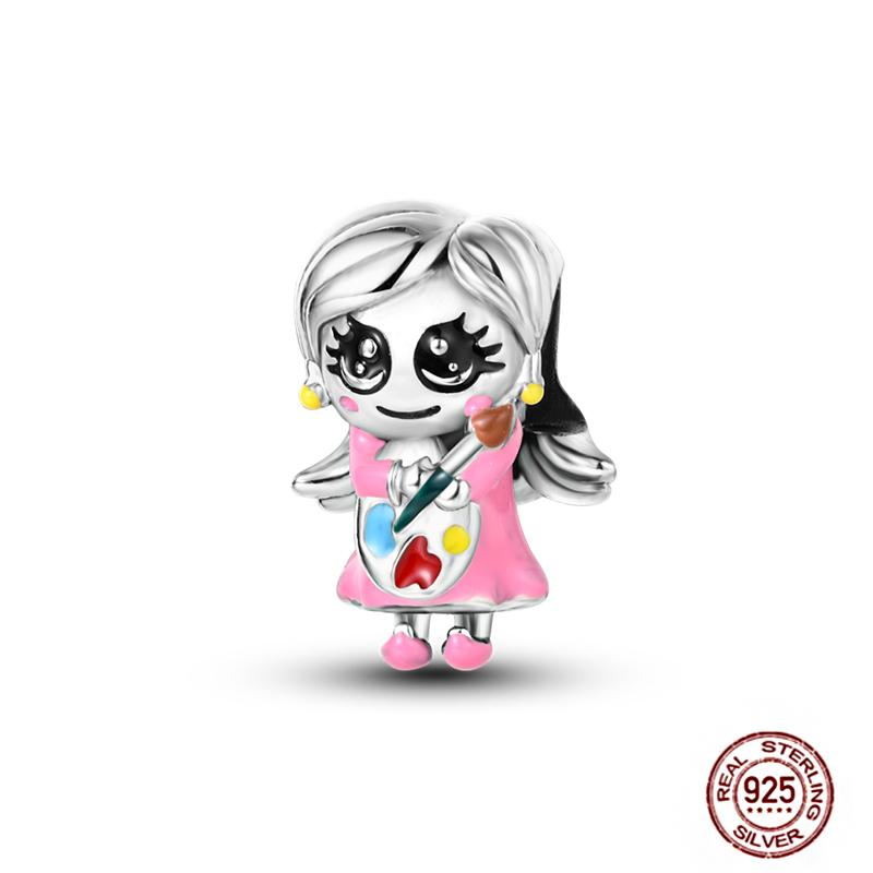 Pink Purple Series Charms Copper Murano Glass Butterfly Animal Paw Print Clasp Charm Beads Fit Original Bracelet Diy Jewelry