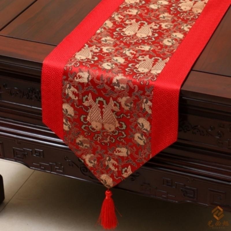 Steagul de masă din brocart țesut în stil chinezesc nou. Steagul de masă modern, simplu, masă rurală, masă de ceai față de masă
