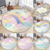 ~O~Rainbow Print Round Rug – Non-Slip Machine Washable Flannel Carpet for Living Room, Kids Play Area & Bedroom