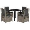 VidaXL Garden Dining Set 5 Pcs Grey Cushions Wicker 3262993
