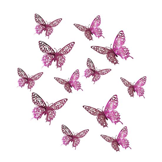 12 Stück 3D-Schmetterlings-Wanddekoration 3 Größen Hohl-Schmetterlings-Dekoration für Geburtstagsfeier Kuchenaufsatz Abnehmbare Wandbilder Aufkleber für Kinderzimmer Schlafzimmer